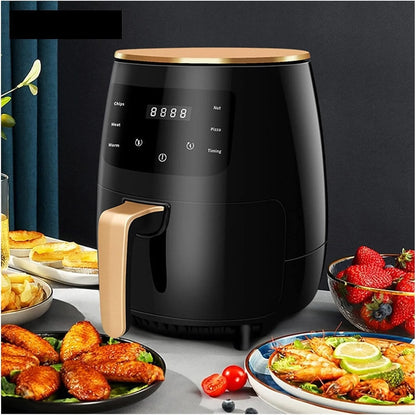 Friteuza cu aer cald ENZLY, gatire fara ulei, Air Fryer capacitate 6 litri, 1400W, 8 programe de gatire, Touch Control, afisaj digital, negru