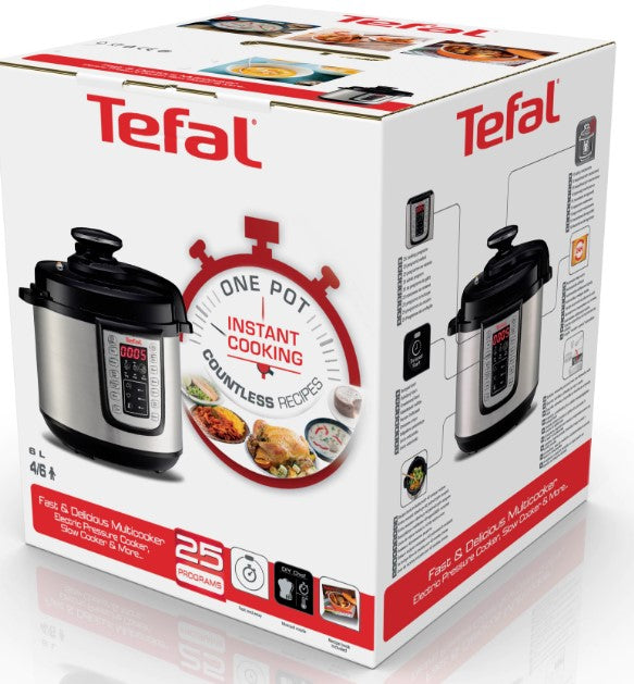 Oala sub presiune electrica Tefal CY505E30 One Pot, 1200 W, 5.8 L, 25 de programe, pastrare la cald, Negru