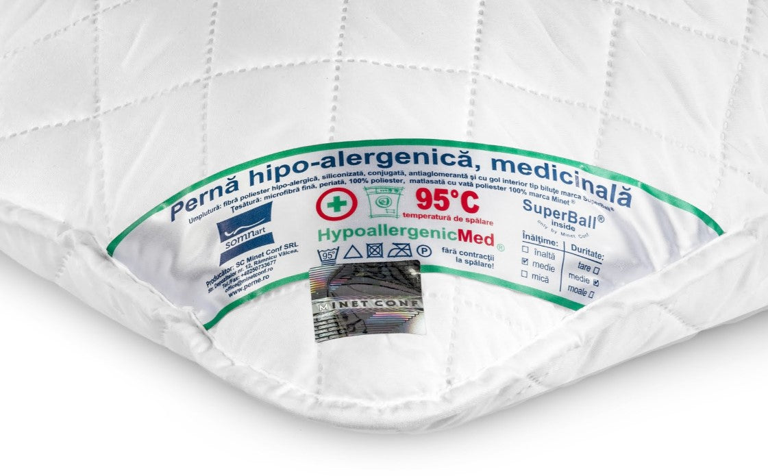 Set 2 Perne Medicinale Hipoalergenice ENZ 50x70cm, , lavabile la 95 grade